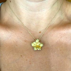 Gold plated sterling silver handmade flower necklace